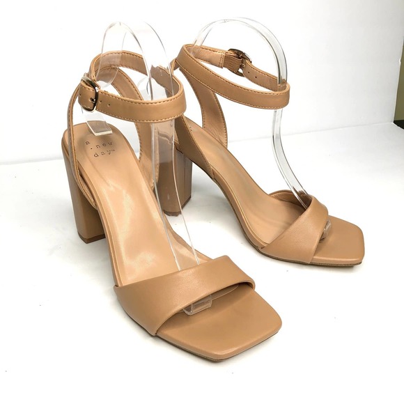 a new day Shoes - A New Day Beige Ankle Strap Square Toe Sandal